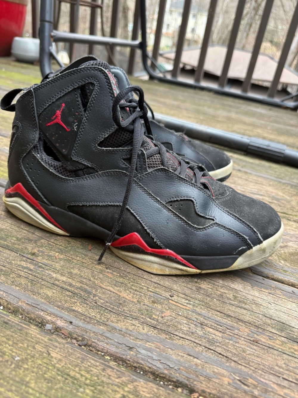 Nike Air Jordan 7 Retro Black Red Men’s Size 10.5 Basketball Shoes